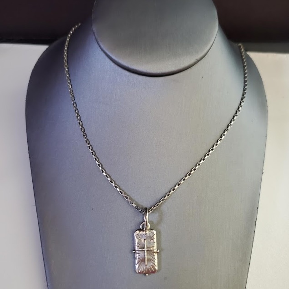 Brighton Silver Tone Cross Pendant Necklace Living In The Moment Quote